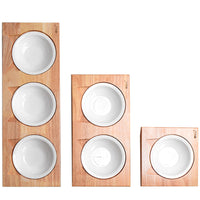 HKM-6537533 Solid Wood Anti-Choking Cat Dining Table with Sloped Bone China Bowl