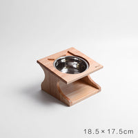 HKM-6537533 Solid Wood Anti-Choking Cat Dining Table with Sloped Bone China Bowl