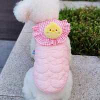 HKM-6537917 Cat Small Square Towel Vest in Quilted Cotton with Cotton Velvet Lining - Available in Yellow, Pink, Beige, Sizes XS-XL