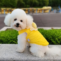HKM-6537917 Cat Small Square Towel Vest in Quilted Cotton with Cotton Velvet Lining - Available in Yellow, Pink, Beige, Sizes XS-XL