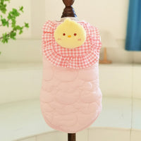 HKM-6537917 Cat Small Square Towel Vest in Quilted Cotton with Cotton Velvet Lining - Available in Yellow, Pink, Beige, Sizes XS-XL