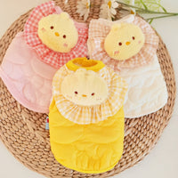 HKM-6537917 Cat Small Square Towel Vest in Quilted Cotton with Cotton Velvet Lining - Available in Yellow, Pink, Beige, Sizes XS-XL