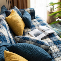 HKM-653843 American Style Four Seasons Sofa Cushion, Chemical Fiber, Grid Pattern, Multiple Sizes Available