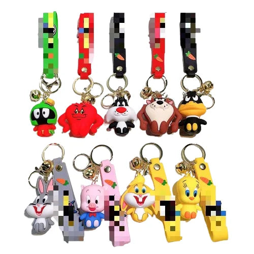 HKM-653843 Cute Cartoon Bunny Doll Keychain Pendant for Backpack Ornaments - Soft Rubber and Silicone Design