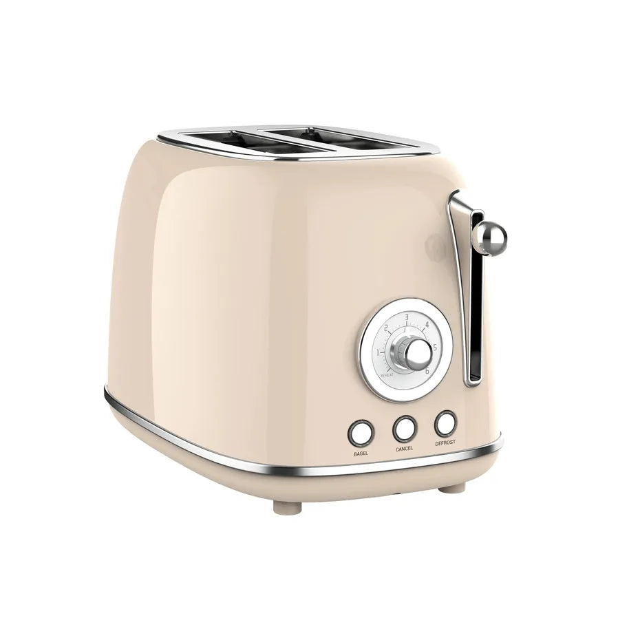 HKM-653907 Retro 2-Slice Toaster, Customizable Colour Options for Breakfast Preparation