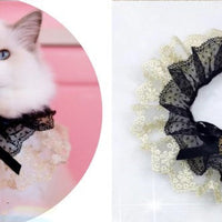 HKM-6539325 Pet Triangle Scarf with Bell Collar for Cats and Dogs - Adjustable Lace Bow Knot Design