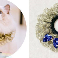 HKM-6539325 Pet Triangle Scarf with Bell Collar for Cats and Dogs - Adjustable Lace Bow Knot Design