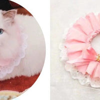 HKM-6539325 Pet Triangle Scarf with Bell Collar for Cats and Dogs - Adjustable Lace Bow Knot Design
