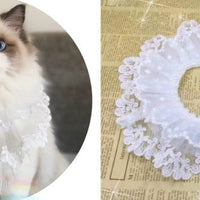 HKM-6539325 Pet Triangle Scarf with Bell Collar for Cats and Dogs - Adjustable Lace Bow Knot Design
