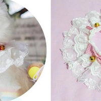 HKM-6539325 Pet Triangle Scarf with Bell Collar for Cats and Dogs - Adjustable Lace Bow Knot Design