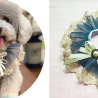 HKM-6539325 Pet Triangle Scarf with Bell Collar for Cats and Dogs - Adjustable Lace Bow Knot Design