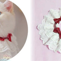 HKM-6539325 Pet Triangle Scarf with Bell Collar for Cats and Dogs - Adjustable Lace Bow Knot Design