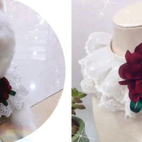 HKM-6539325 Pet Triangle Scarf with Bell Collar for Cats and Dogs - Adjustable Lace Bow Knot Design