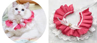 HKM-6539325 Pet Triangle Scarf with Bell Collar for Cats and Dogs - Adjustable Lace Bow Knot Design