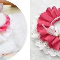 HKM-6539325 Pet Triangle Scarf with Bell Collar for Cats and Dogs - Adjustable Lace Bow Knot Design