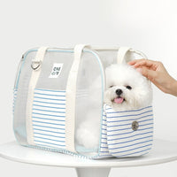 HKM-6539581 Breathable Blue and White Striped Pet Diaper Bag for Easy Travel