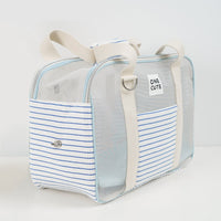 HKM-6539581 Breathable Blue and White Striped Pet Diaper Bag for Easy Travel