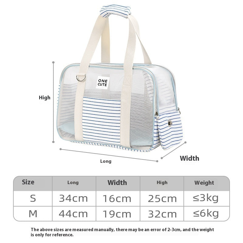 HKM-6539581 Breathable Blue and White Striped Pet Diaper Bag for Easy Travel