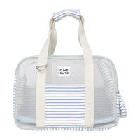 HKM-6539581 Breathable Blue and White Striped Pet Diaper Bag for Easy Travel