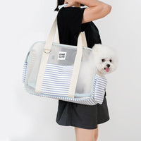 HKM-6539581 Breathable Blue and White Striped Pet Diaper Bag for Easy Travel