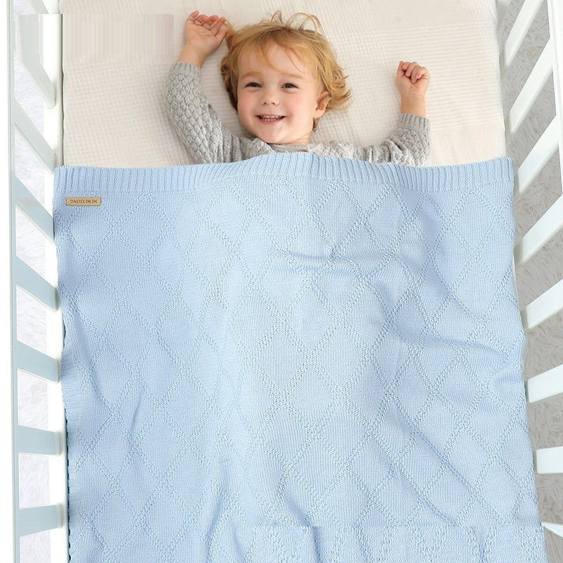 HKM-654163 Soft Cotton Baby Knitted Blanket in Multiple Colors - 70x90cm