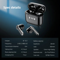 HKM-654163 Wireless Earbuds with LED Battery Display - Bluetooth Earphones for Clear Sound and Comfort