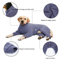 HKM-6541885 Warm Polar Fleece Dog Clothing with High Collar and Full Padding in Orange Red and Gray Blue