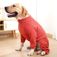 HKM-6541885 Warm Polar Fleece Dog Clothing with High Collar and Full Padding in Orange Red and Gray Blue