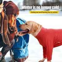 HKM-6541885 Warm Polar Fleece Dog Clothing with High Collar and Full Padding in Orange Red and Gray Blue