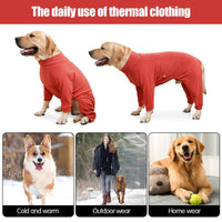 HKM-6541885 Warm Polar Fleece Dog Clothing with High Collar and Full Padding in Orange Red and Gray Blue