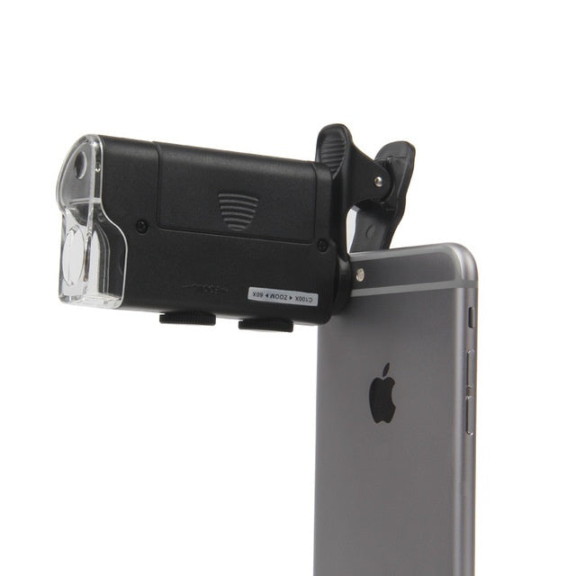 HKM-654227 Adjustable 60X-100X Mobile Phone Microscope with ABS Frame and Acrylic Lens