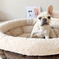 HKM-6543165 Indoor Semi-closed Cat Bed - Striped Linen Cylinder for Comfort & Improved Sleeping