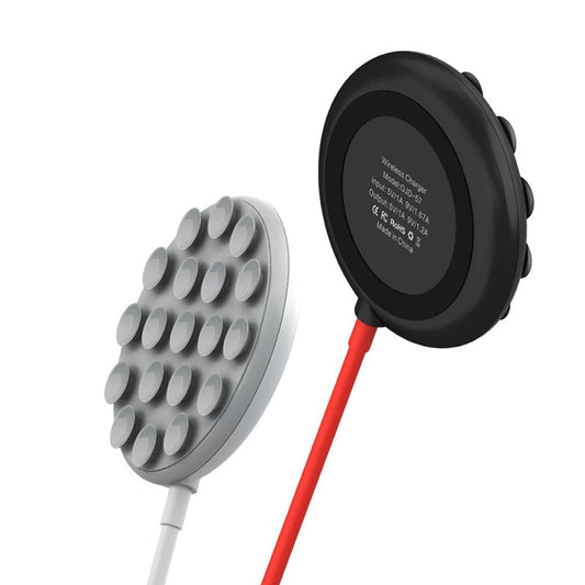 HKM-654419 Mobile Phone Suction Cup Wireless Charger with Fast Charging Technology - 10W Output, USB Connection, White and Black Options