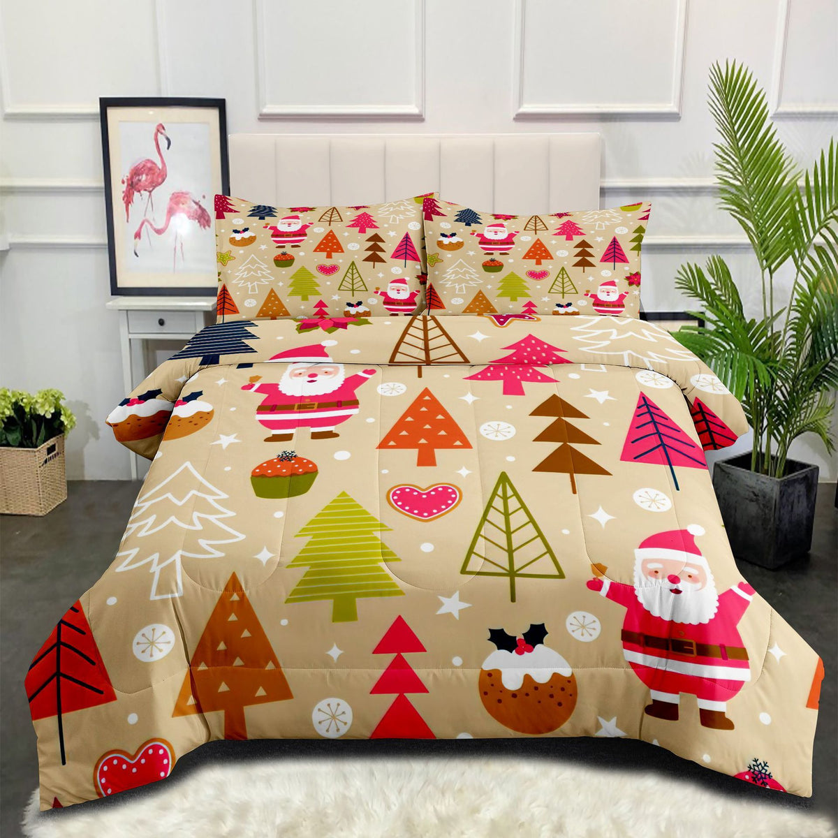 HKM-654483 Cozy Snowman Three-Piece Bedding Set in Multiple Sizes with Digital Printing