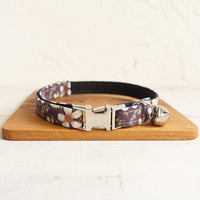 HKM-6545085 Adjustable Black Chrysanthemum Polyester Pet Collar for Cats - Sizes S & L