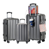 HKM-654547 Set of 4 Durable Lightweight Hard Shell Travel Suitcases with Wheels