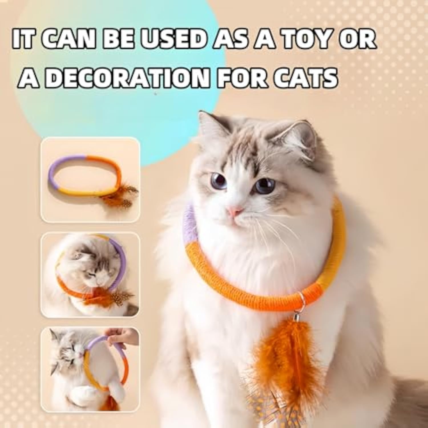 HKM-6546365 Cotton Rope Catnip Chew Toy with Feather for Interactive Fun and Dental Care