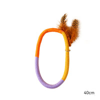 HKM-6546365 Cotton Rope Catnip Chew Toy with Feather for Interactive Fun and Dental Care