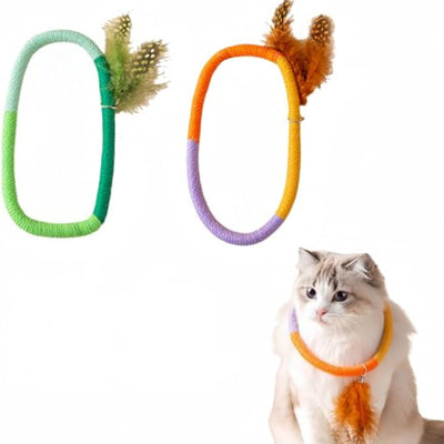 HKM-6546365 Cotton Rope Catnip Chew Toy with Feather for Interactive Fun and Dental Care
