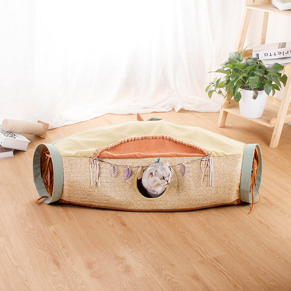 HKM-6548157 Cat Litter Roll Toy with Drilling Hole - Avocado & Orange Options for Cats Under 20 kg