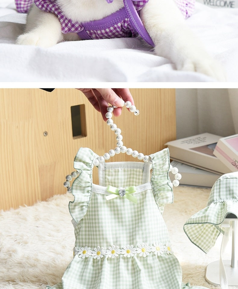 HKM-6548669 Charming Purple & Mint Green Pet Summer Vest for Cats