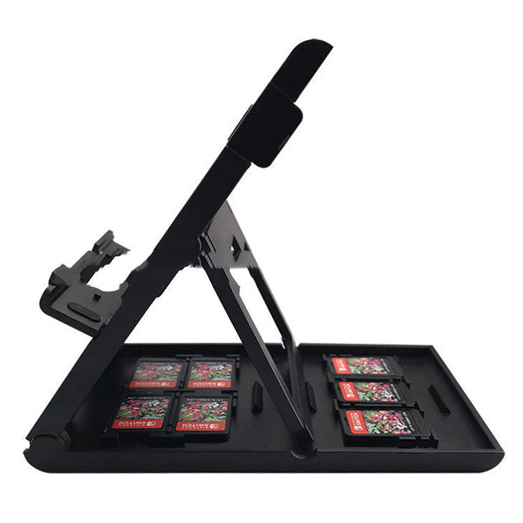 HKM-654867 Adjustable Folding Stand for Nintendo Switch and Mobile Devices with 7 Card Holders - Compact and Durable Design