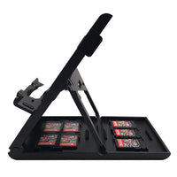 HKM-654867 Adjustable Folding Stand for Nintendo Switch and Mobile Devices with 7 Card Holders - Compact and Durable Design
