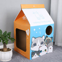 HKM-6549053 Foldable Japanese Milk Nest Cat Scratch Board - Corrugated Paper Chew Toy for Cats