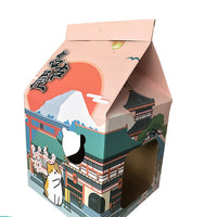 HKM-6549053 Foldable Japanese Milk Nest Cat Scratch Board - Corrugated Paper Chew Toy for Cats