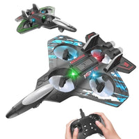 HKM-655123 360° Circling Foam RC Fighter Jet Plane with Lights - 2.4G Remote Control, Beginner-Friendly, Indoor/Outdoor Use