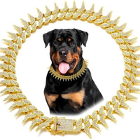 HKM-6551485 Plaid Diamond Pet Neckband Necklace in Gold, Silver, and Rose Gold - Multiple Sizes Available