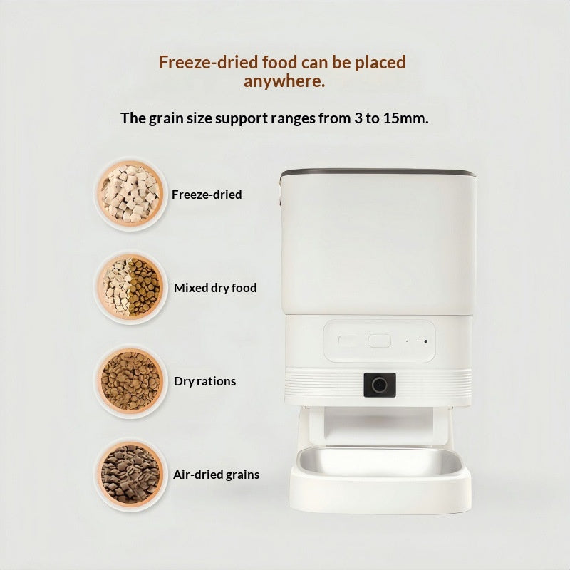 HKM-6552637 Smart Pet Feeder with Video and Night Vision, Stainless Steel Bowl, Ideal for Cats and Dogs