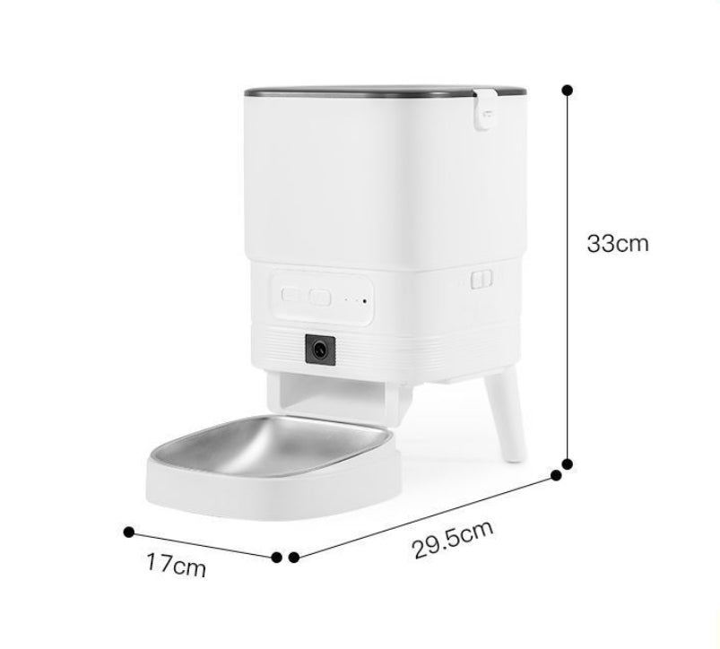 HKM-6552637 Smart Pet Feeder with Video and Night Vision, Stainless Steel Bowl, Ideal for Cats and Dogs