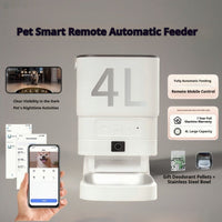 HKM-6552637 Smart Pet Feeder with Video and Night Vision, Stainless Steel Bowl, Ideal for Cats and Dogs